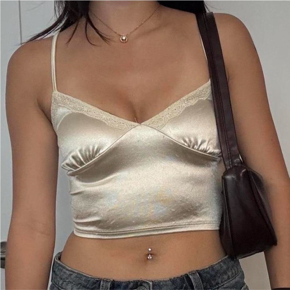 Pull&Bear Elegant Satin Camisole in Cream